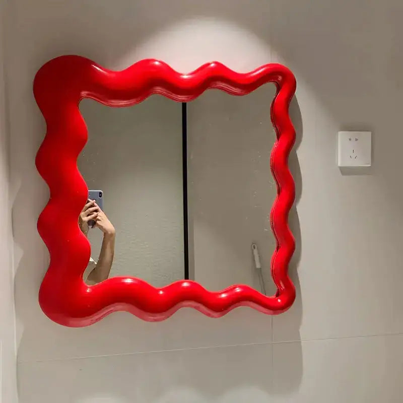 Red Cream Wave Mirror