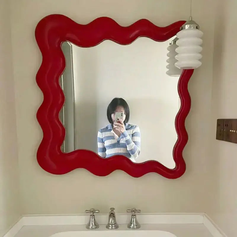 Red Cream Wave Mirror