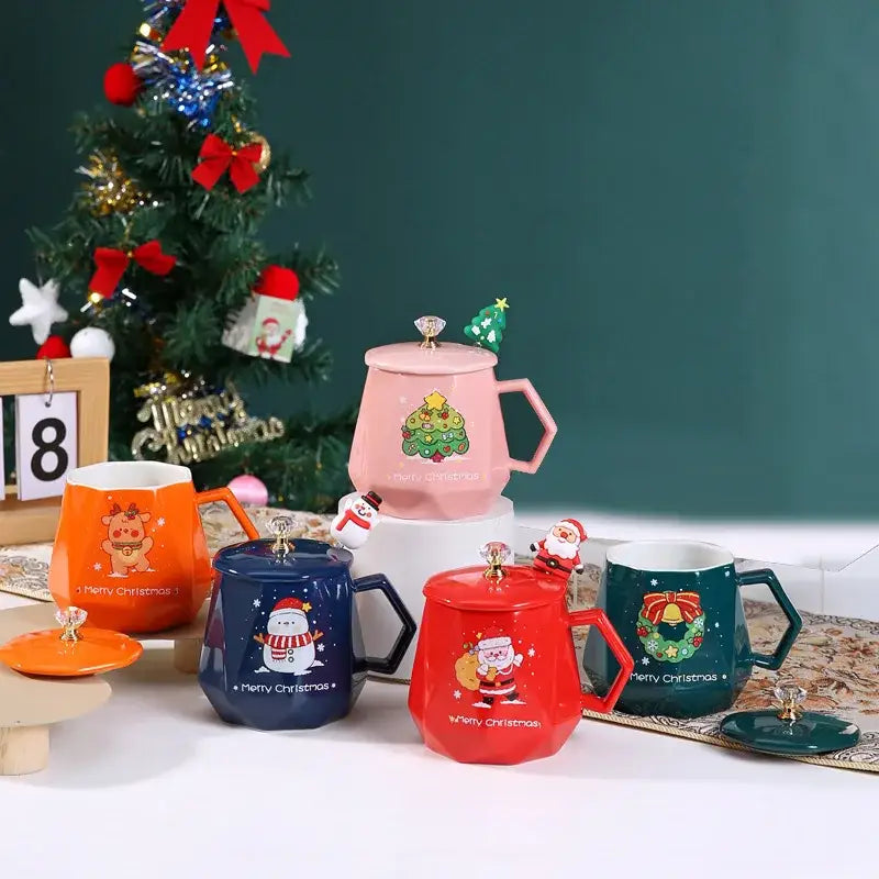 Red Santa Ceramic Mug Set