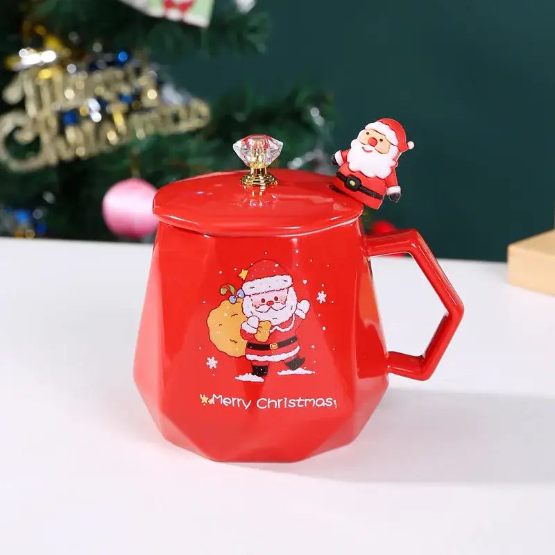 Red Santa Ceramic Mug Set