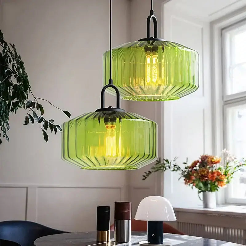 Amber Green Glass Chandelier