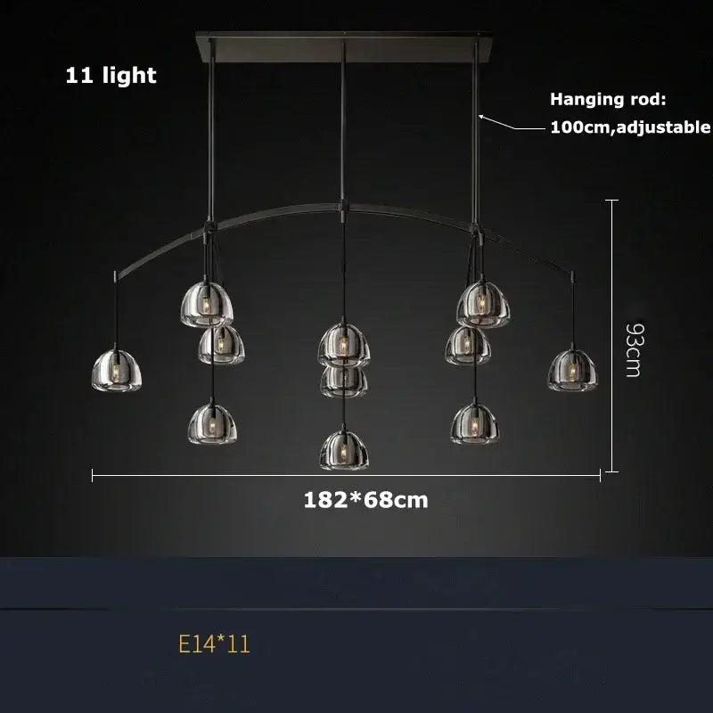 Black Brass Crystal Chandelier 13-Head D152cm