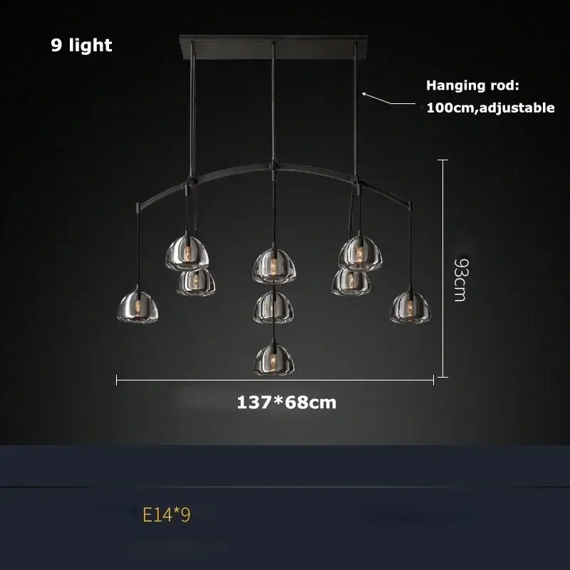 Black Brass Crystal Chandelier 13-Head D152cm
