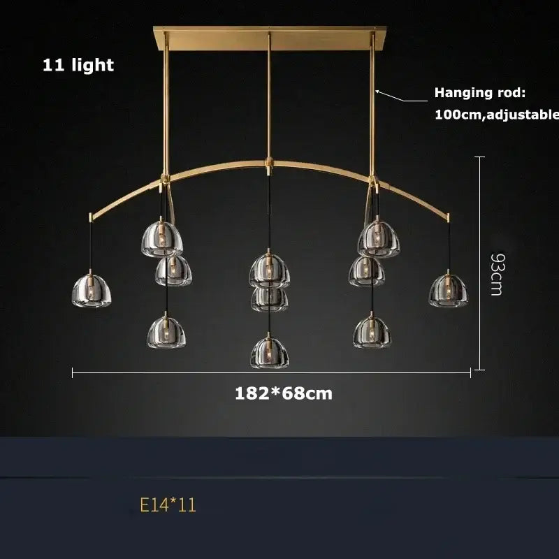 Black Brass Crystal Chandelier 13-Head D152cm