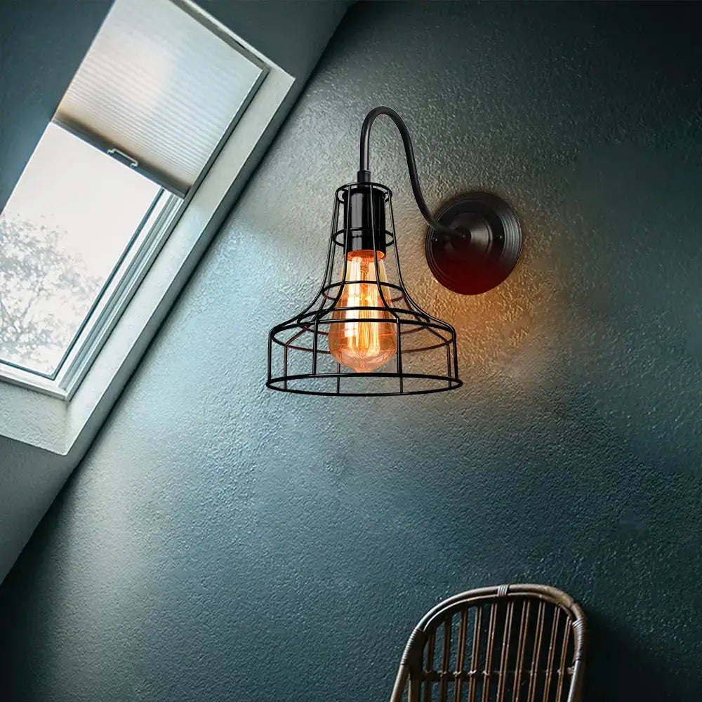 Black Cage Wall Sconce