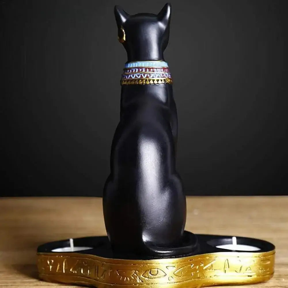 Black Gold Cat Candleholder