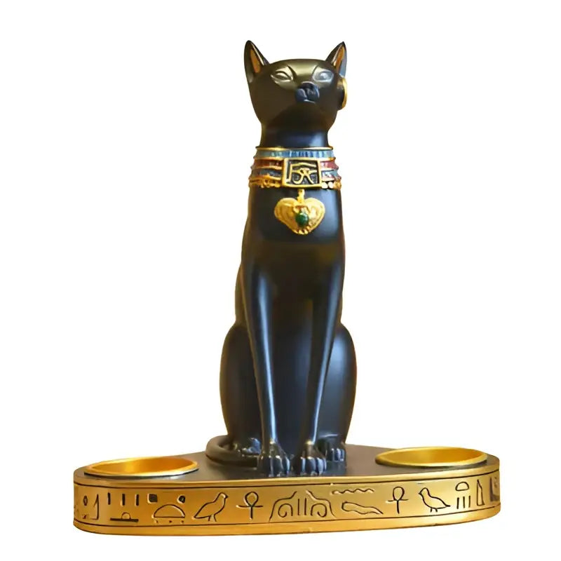 Black Gold Cat Candleholder