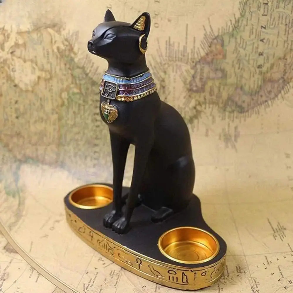 Black Gold Cat Candleholder