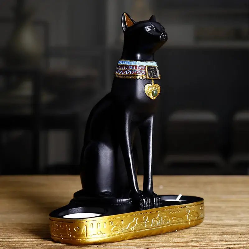 Black Gold Cat Candleholder