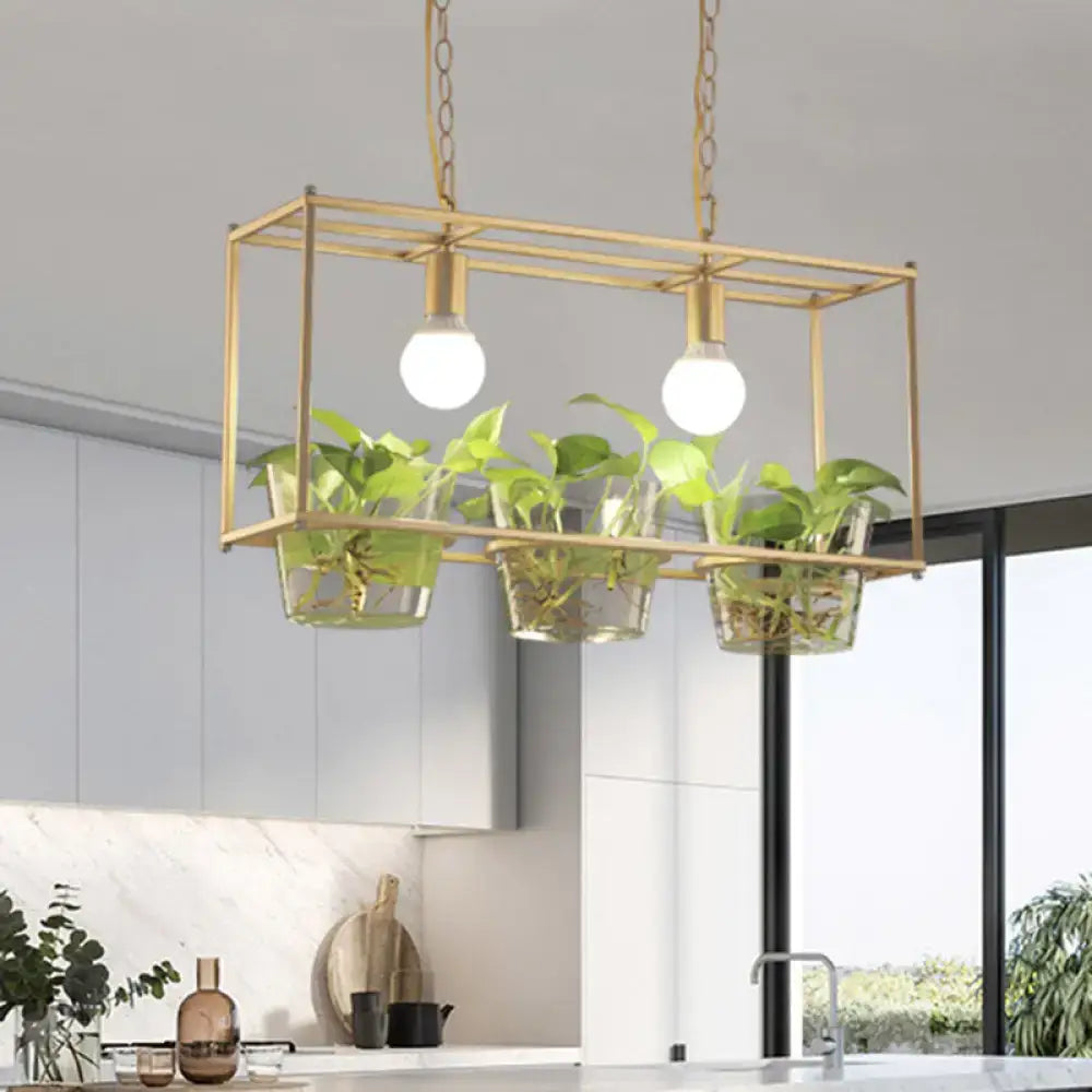 Black Gold Rectangle Ceiling Light