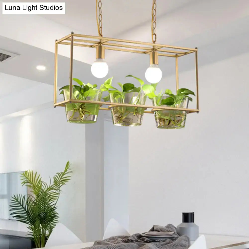 Black Gold Rectangle Ceiling Light