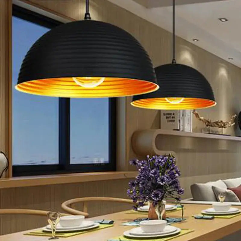 Black Gold Semicircle Pendant Light