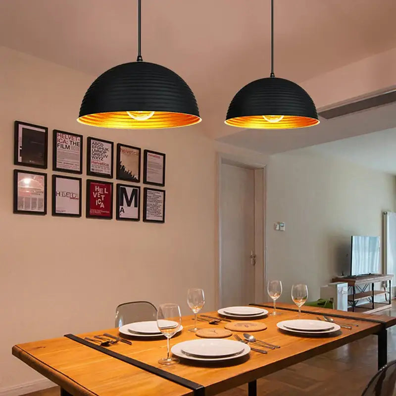 Black Gold Semicircle Pendant Light