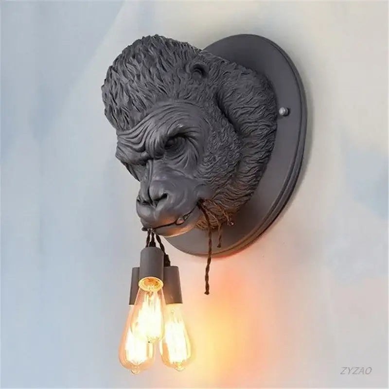 Black Resin Gorilla Sconce