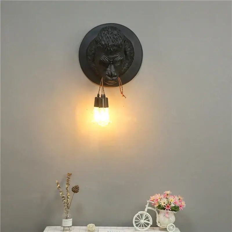 Black Resin Gorilla Sconce