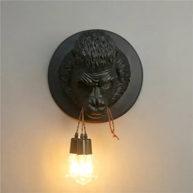 Black Resin Gorilla Sconce