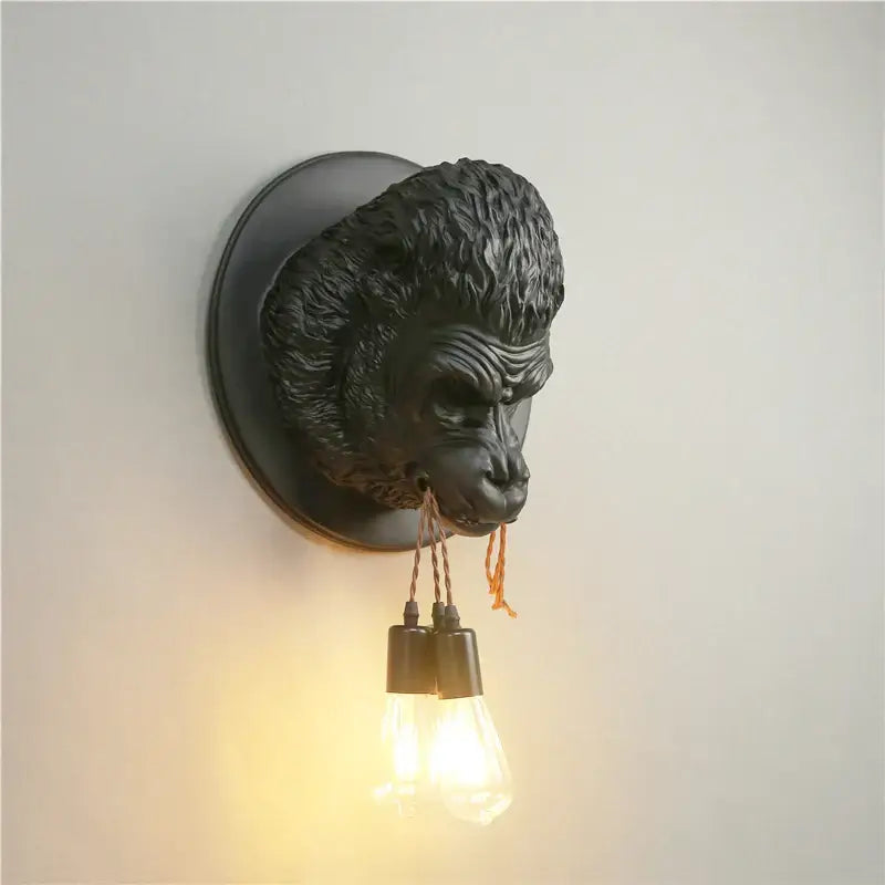 Black Resin Gorilla Sconce