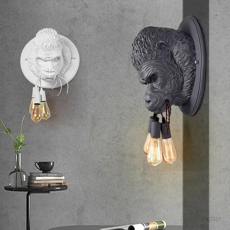 Black Resin Gorilla Sconce