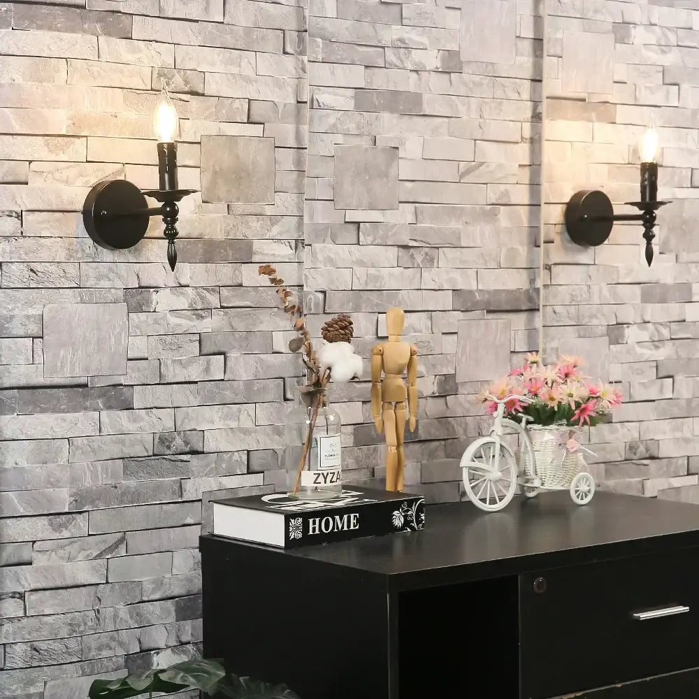 Black Iron Candle Sconce with Candle Bulb Effect