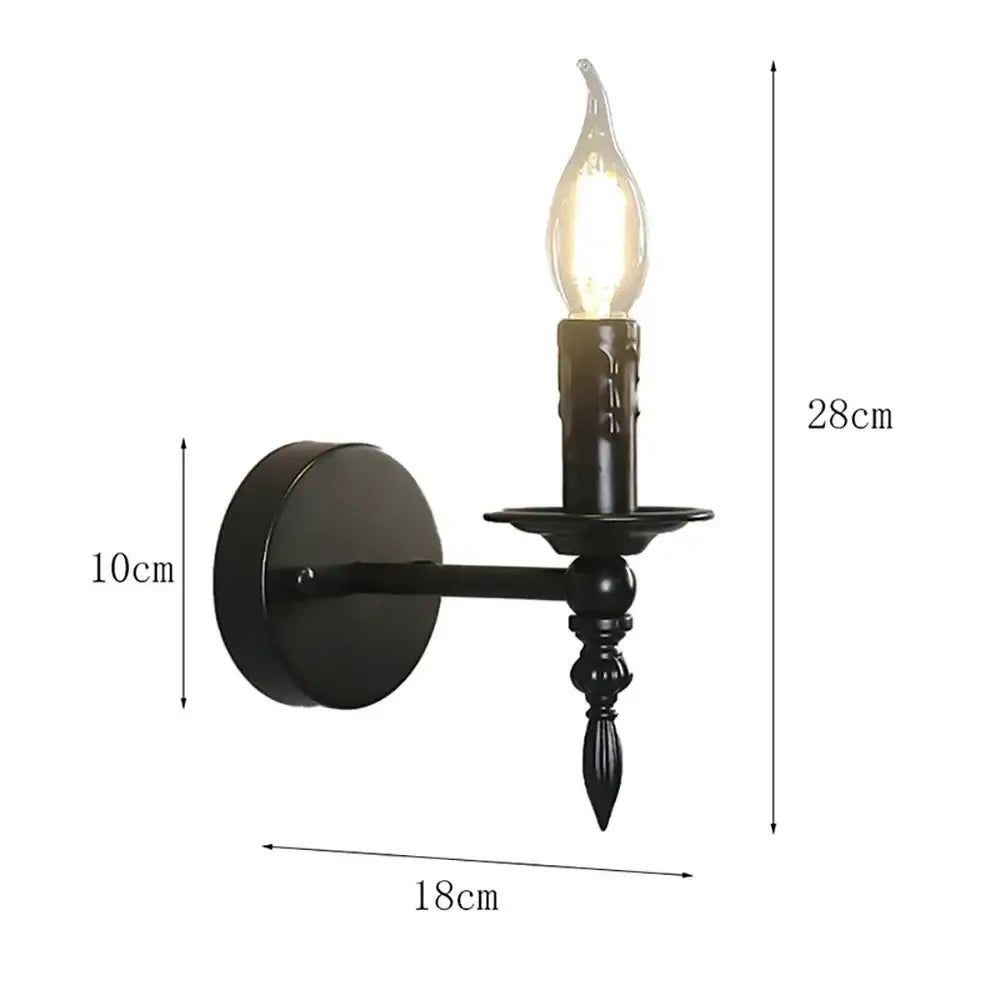 Black Iron Candle Sconce with Candle Bulb Effect