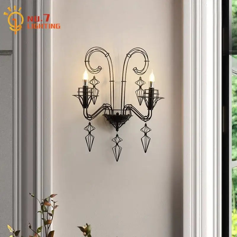 Black Iron Candle Wall Lamp