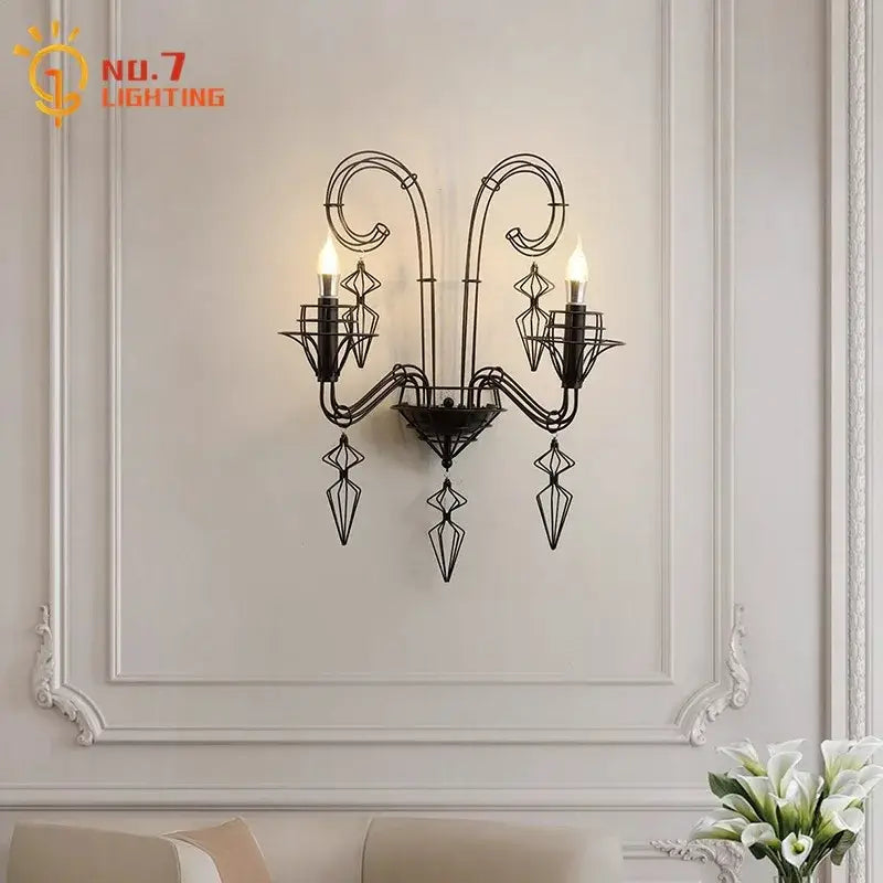 Black Iron Candle Wall Lamp