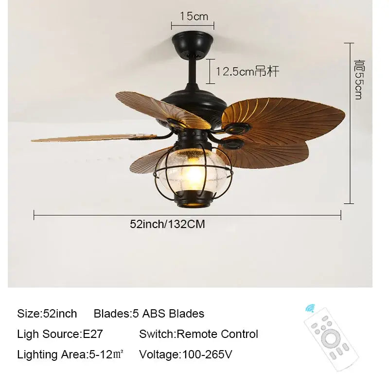 Black Iron Fan Light