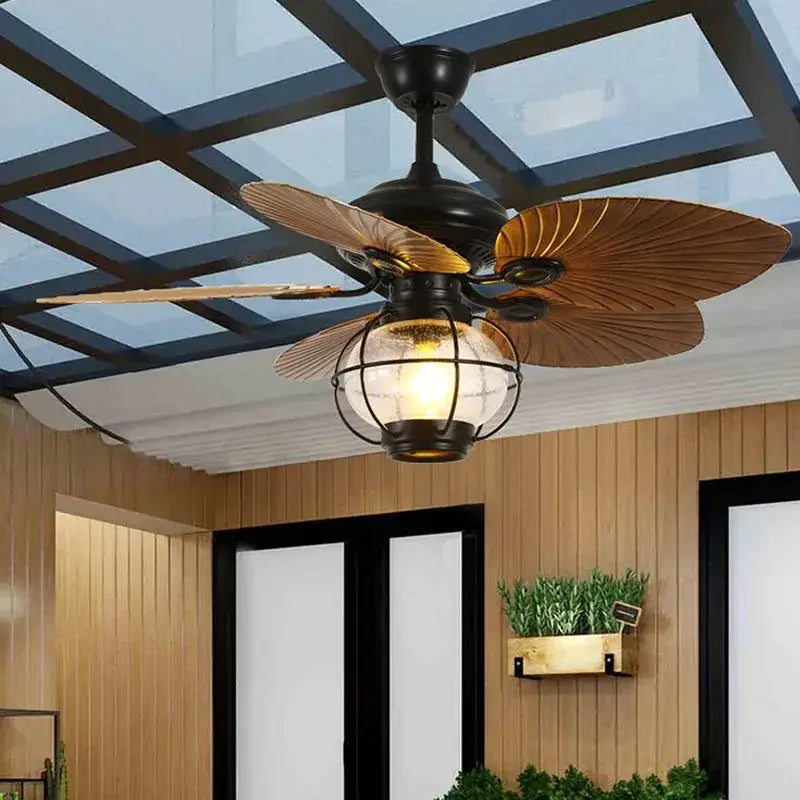 Black Iron Fan Light