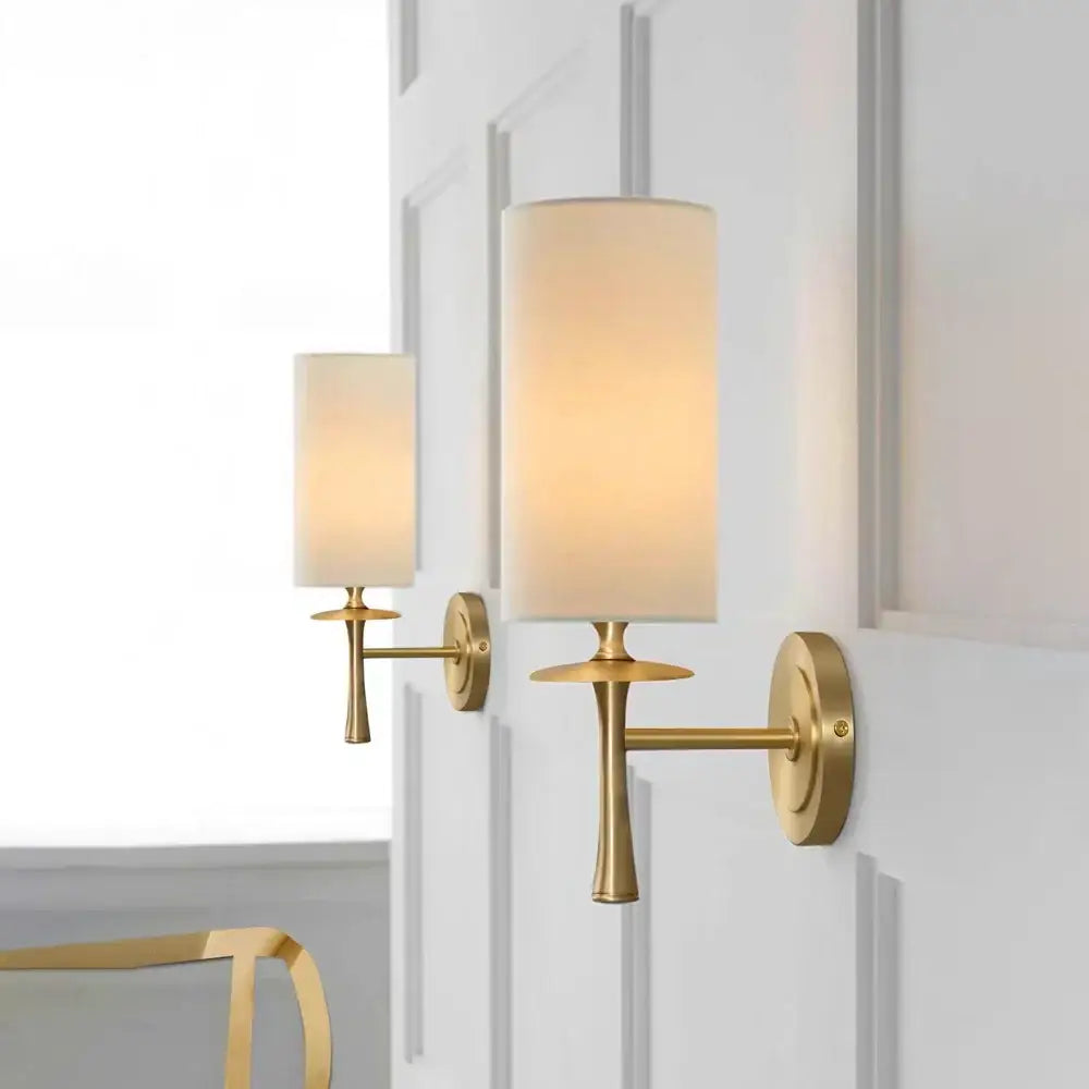 Brass Wall Lamp with Classic Fabric Shade