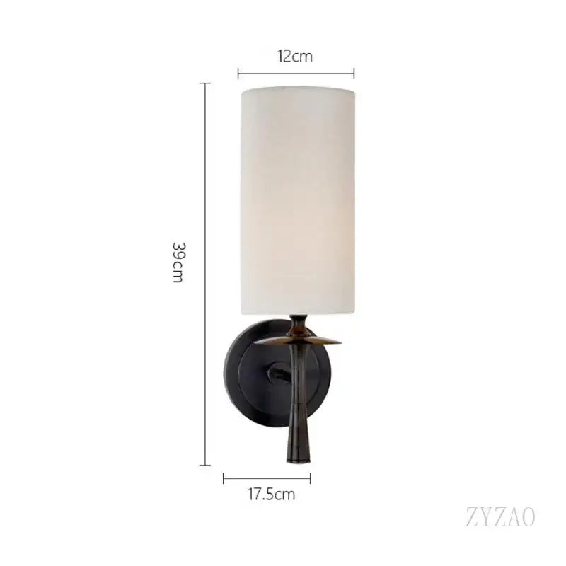 Brass Wall Lamp with Classic Fabric Shade