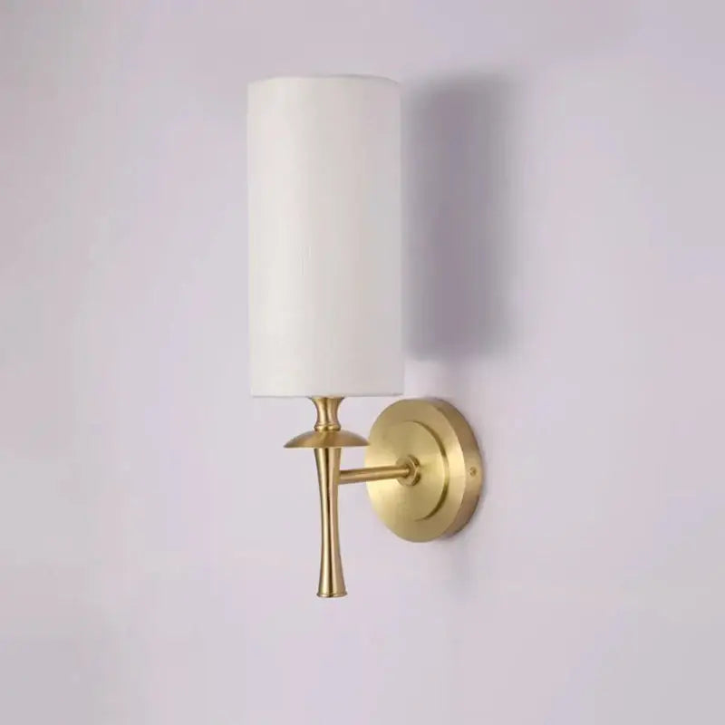 Brass Wall Lamp with Classic Fabric Shade