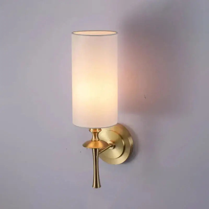 Brass Wall Lamp with Classic Fabric Shade