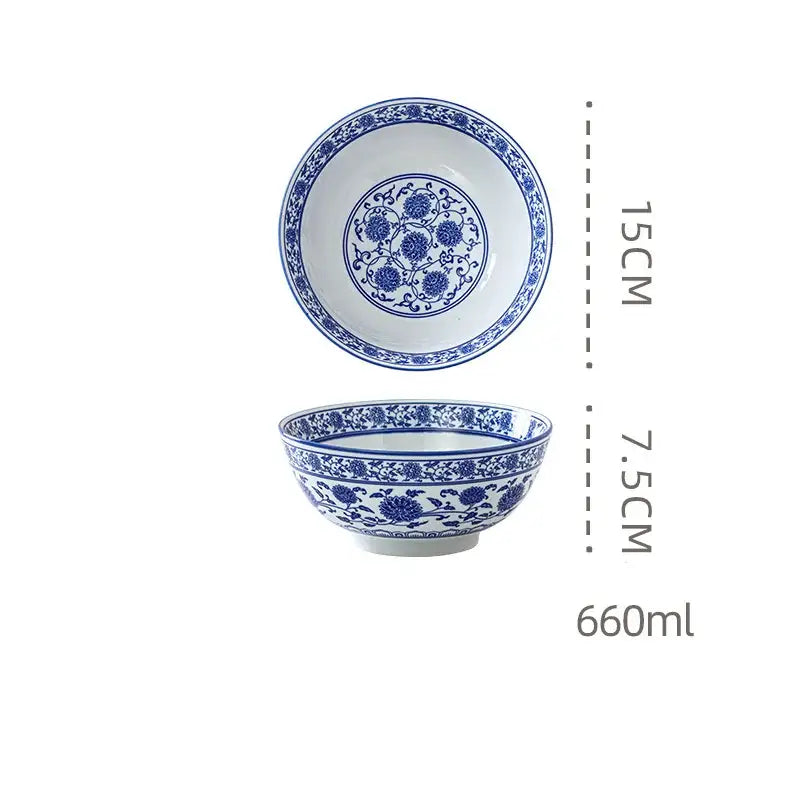 Blue Ceramic Noodle Bowl