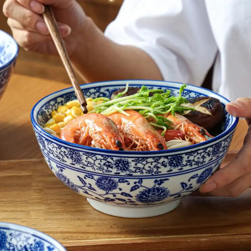 Blue Ceramic Noodle Bowl