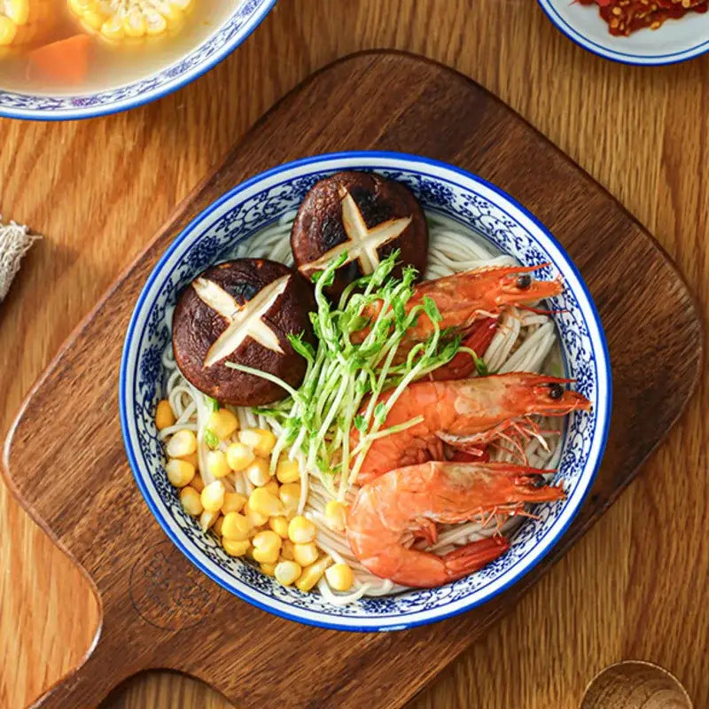 Blue Ceramic Noodle Bowl
