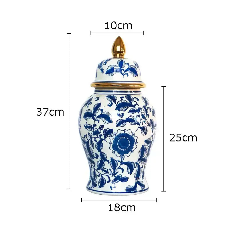 Blue Gold Ginger Jar