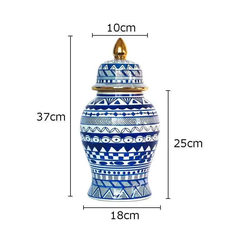 Blue Gold Ginger Jar