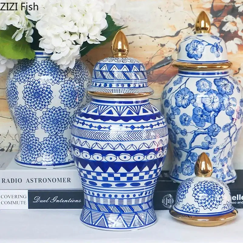 Blue Gold Ginger Jar