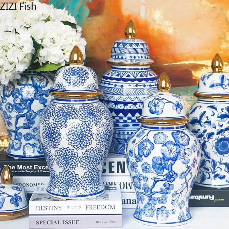 Blue Gold Ginger Jar