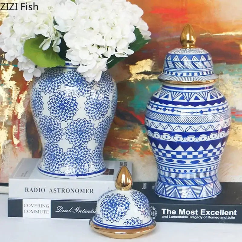 Blue Gold Ginger Jar