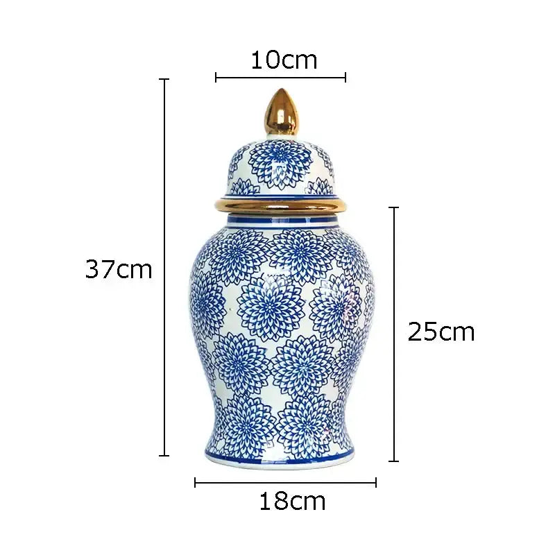 Blue Gold Ginger Jar