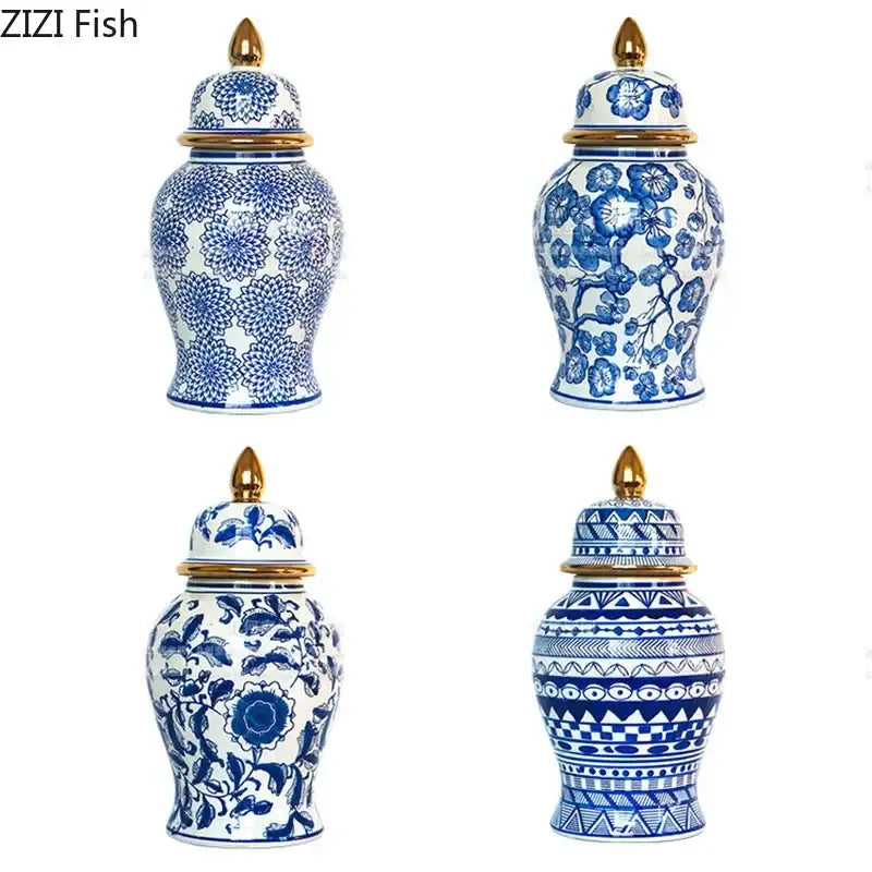 Blue Gold Ginger Jar