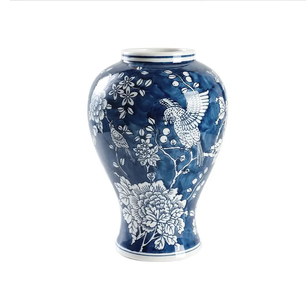 Blue Porcelain Retro Floral Vase