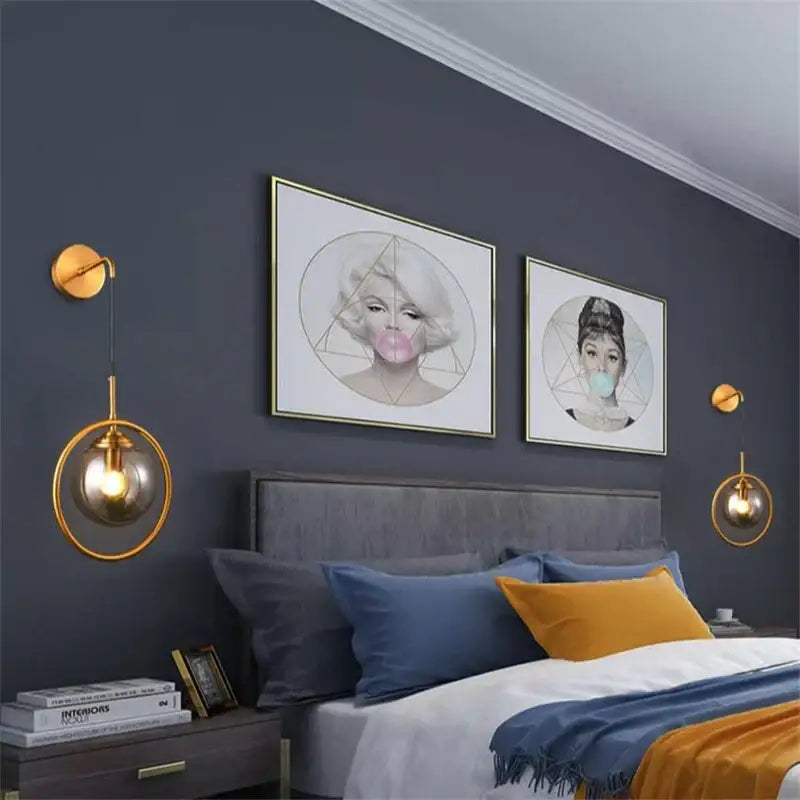 Amber Glass Ball Sconce