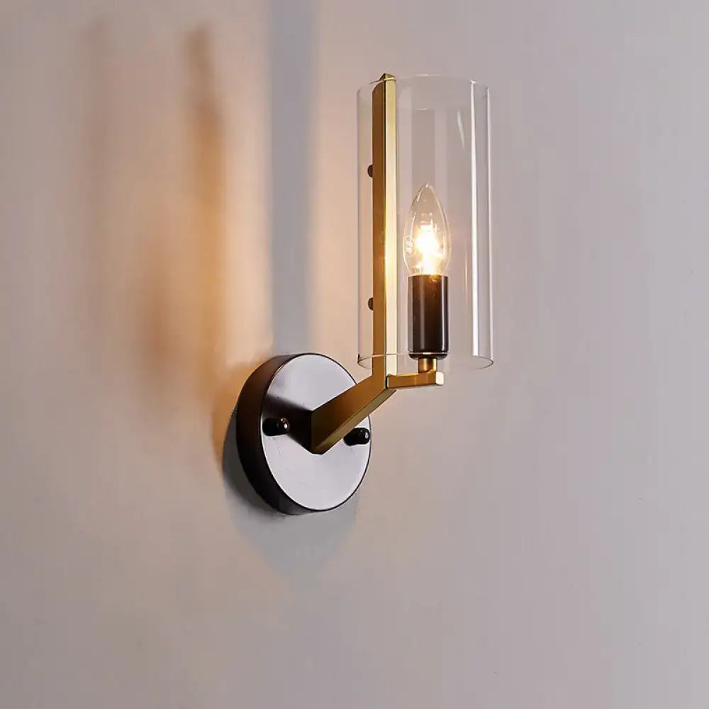 Brass Glass Wall Sconce Industrial Style
