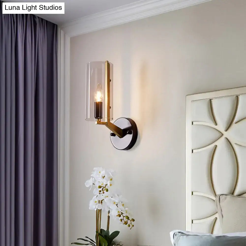 Brass Glass Wall Sconce Industrial Style