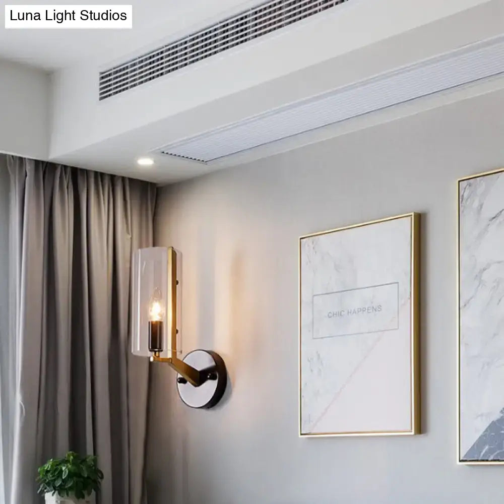 Brass Glass Wall Sconce Industrial Style