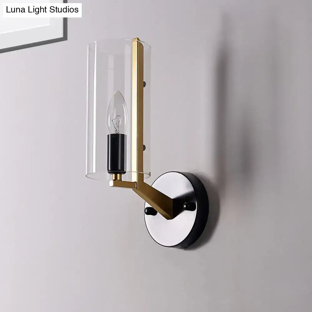 Brass Glass Wall Sconce Industrial Style