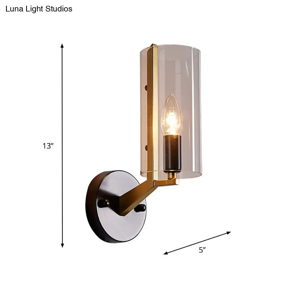 Brass Glass Wall Sconce Industrial Style