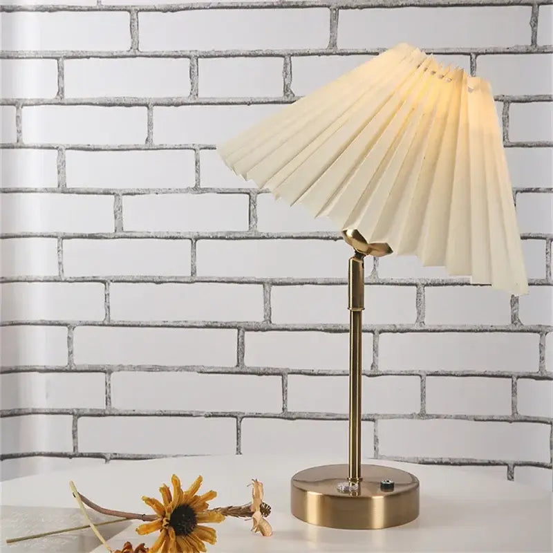 Brass Pleated Table Lamp